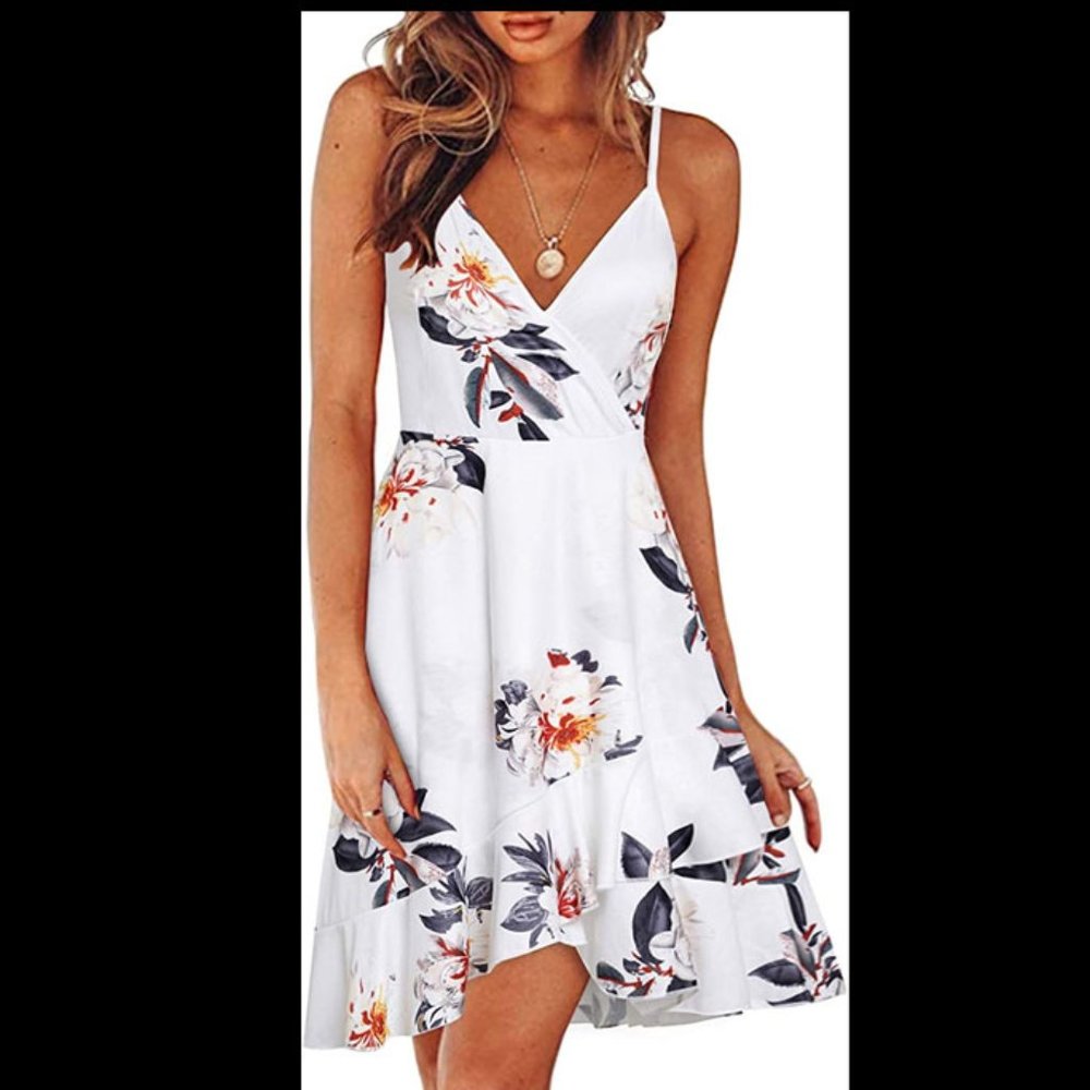Floral V-Neck Dress with Adjustable Staps